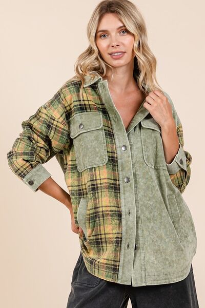 Mittoshop Plaid Button Down Drop Shoulder Jacket - Bitsy Gypsy Boutique