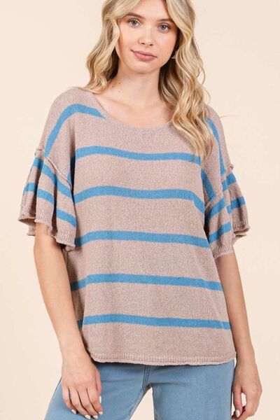 Mittoshop Striped Flounce Sleeve Knit Top - Bitsy Gypsy Boutique