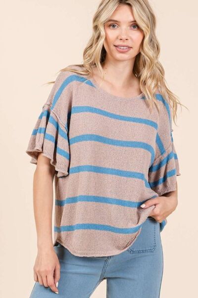 Mittoshop Striped Flounce Sleeve Knit Top - Bitsy Gypsy Boutique