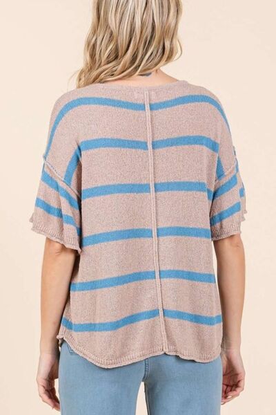 Mittoshop Striped Flounce Sleeve Knit Top - Bitsy Gypsy Boutique
