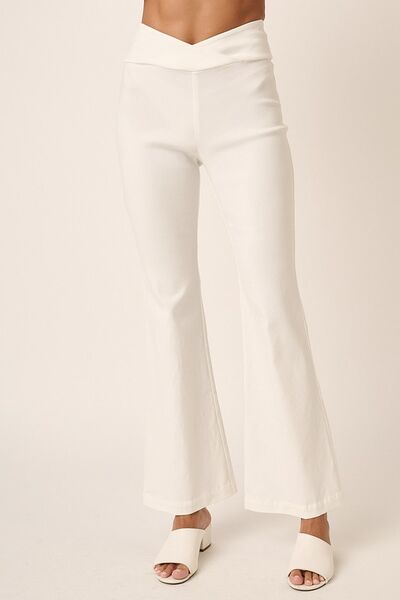 Mittoshop Surplice V Waist Flare Pants - Bitsy Gypsy Boutique