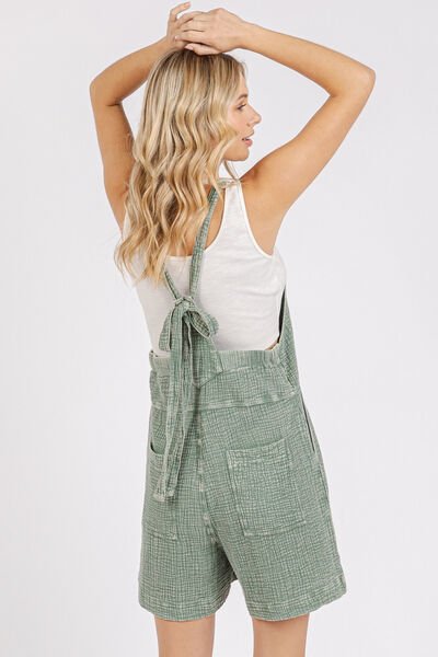 Mittoshop Textured Knotted Wide Strap Overalls - Bitsy Gypsy Boutique