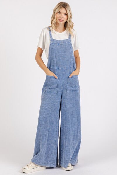 Mittoshop Textured Wide Leg Overalls - Bitsy Gypsy Boutique