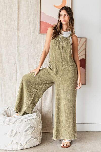 Mittoshop Textured Wide Leg Overalls - Bitsy Gypsy Boutique