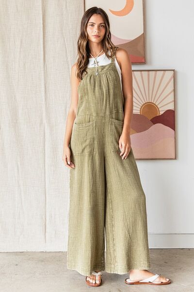 Mittoshop Textured Wide Leg Overalls - Bitsy Gypsy Boutique