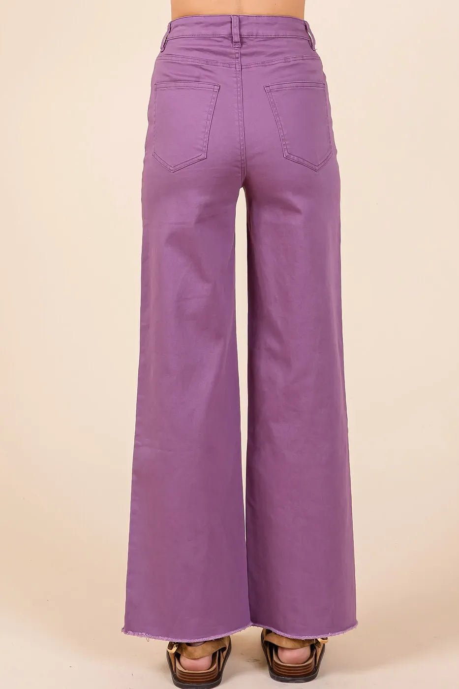 Mittoshop Twill High Waisted Button Fly Wide Leg Pants - Bitsy Gypsy Boutique