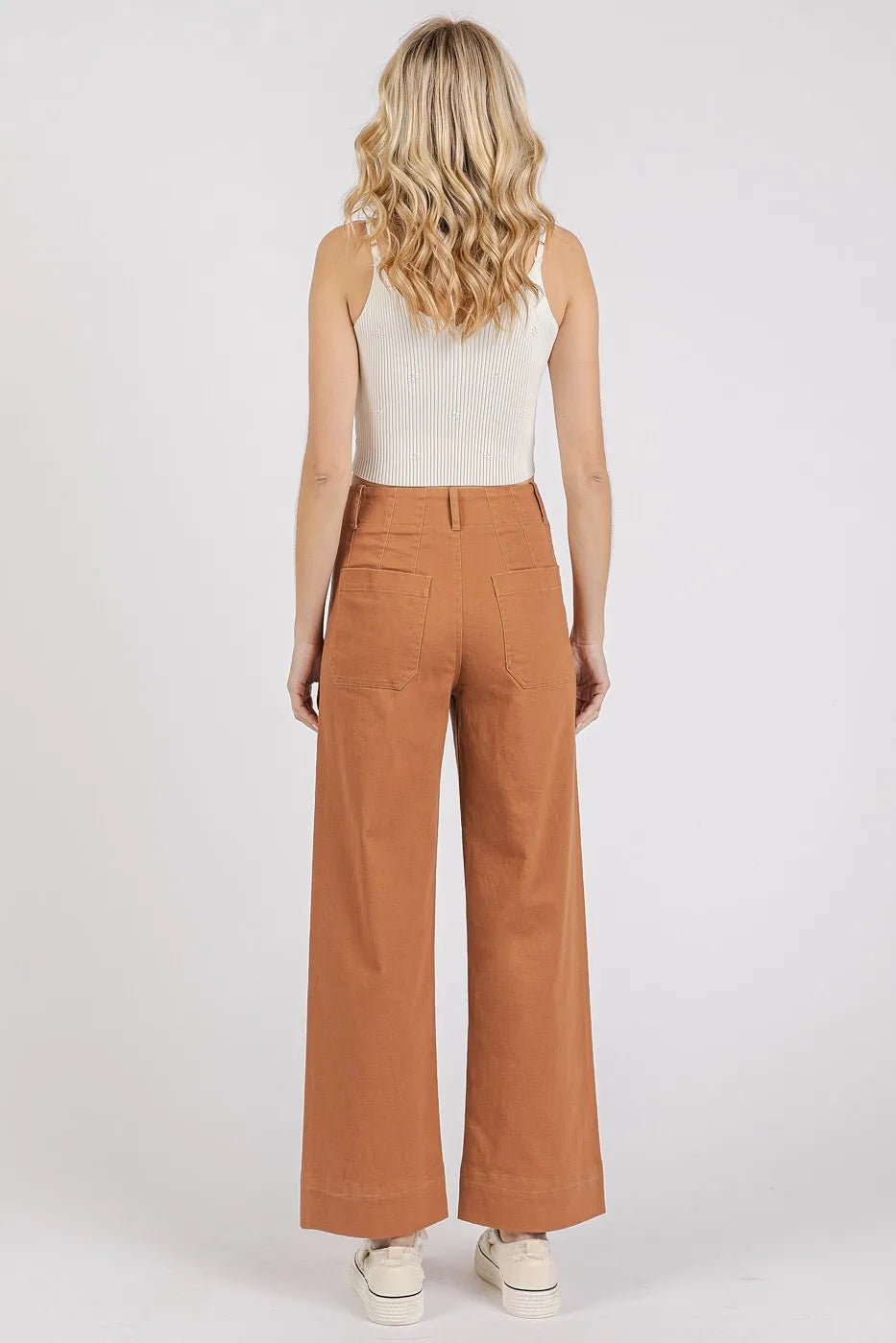 Mittoshop Twill Patch Pocket High Rise Wide Leg Pants - Bitsy Gypsy Boutique