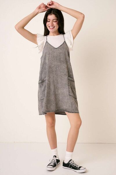 Mittoshop Washed Patch Pocket Mini Cami Denim Dress - Bitsy Gypsy Boutique