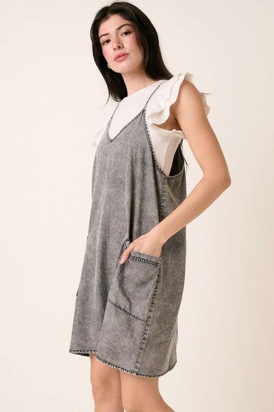 Mittoshop Washed Patch Pocket Mini Cami Denim Dress - Bitsy Gypsy Boutique