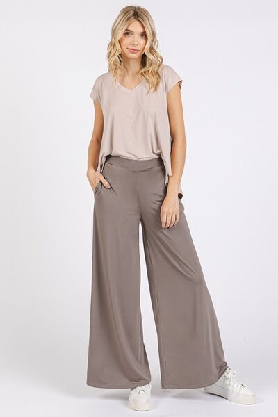 Mittoshop Yoga Air Stretch Elastic Waist Wide Leg Pants - Bitsy Gypsy Boutique
