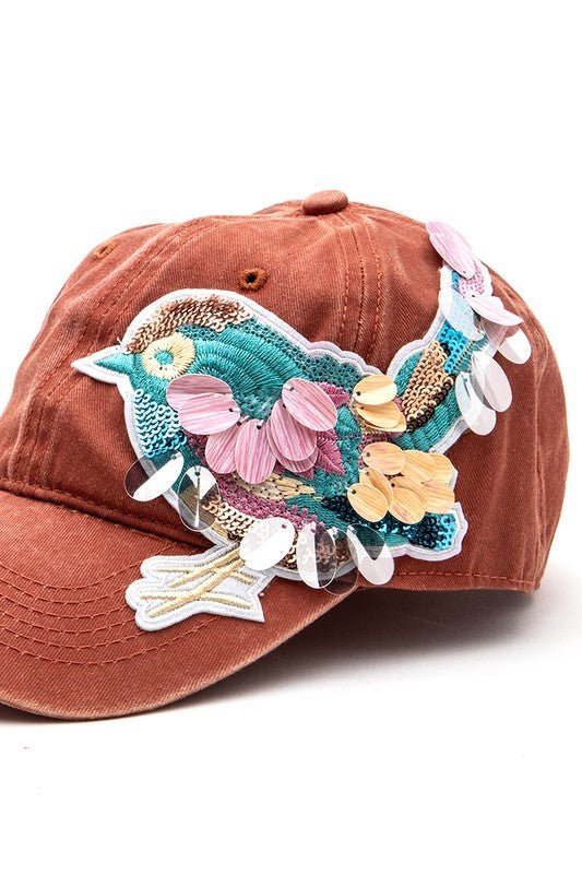 Mix Media Bird Patch Vintage Cotton Canvas Cap - Bitsy Gypsy Boutique