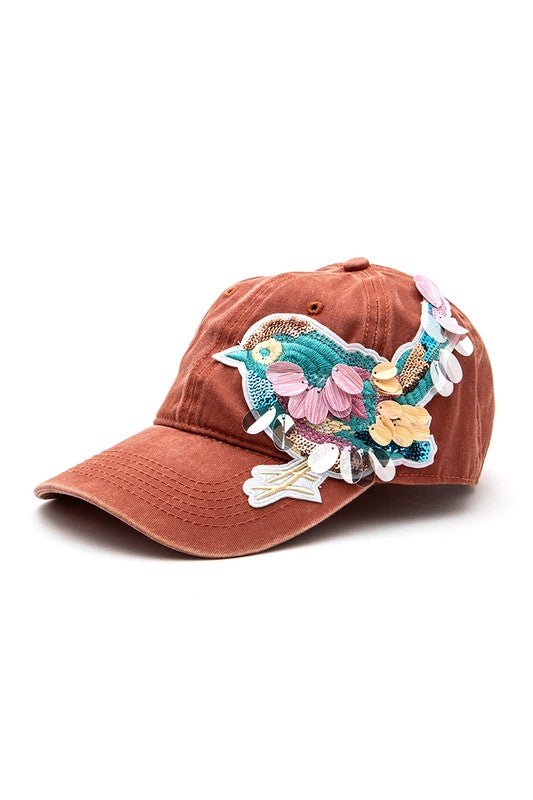 Mix Media Bird Patch Vintage Cotton Canvas Cap - Bitsy Gypsy Boutique