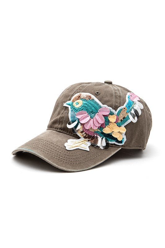 Mix Media Bird Patch Vintage Cotton Canvas Cap - Bitsy Gypsy Boutique