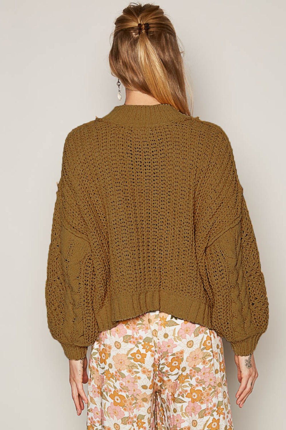 Mock Neck Cable Knit Sweater - Bitsy Gypsy Boutique