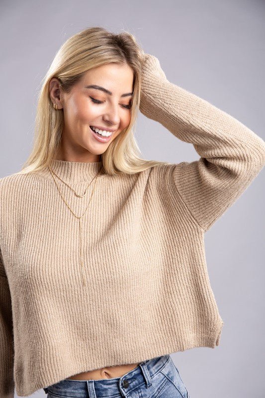 Mock Neck Pullover - Bitsy Gypsy Boutique