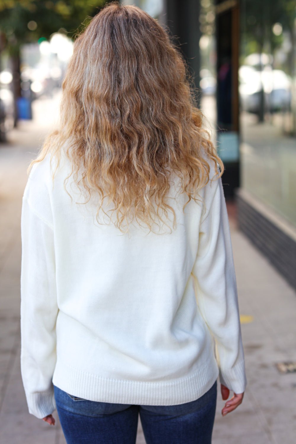 More the Merrier White Pop Up Lurex Sweater - Bitsy Gypsy Boutique