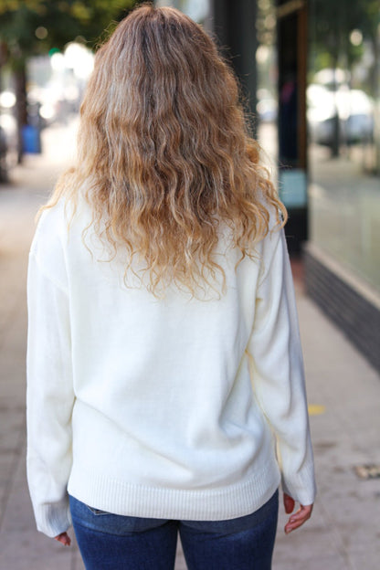 More the Merrier White Pop Up Lurex Sweater - Bitsy Gypsy Boutique