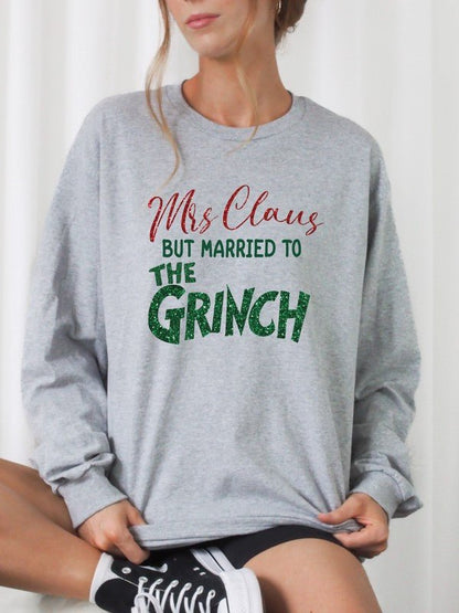 Mrs. Claus Married to Grinch Graphic Sweatshirt - Bitsy Gypsy Boutique