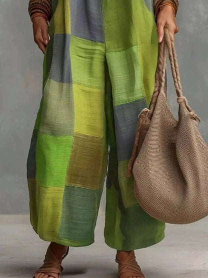 Multi Color Plaid Halter Neck Wide Leg Jumpsuit - Bitsy Gypsy Boutique