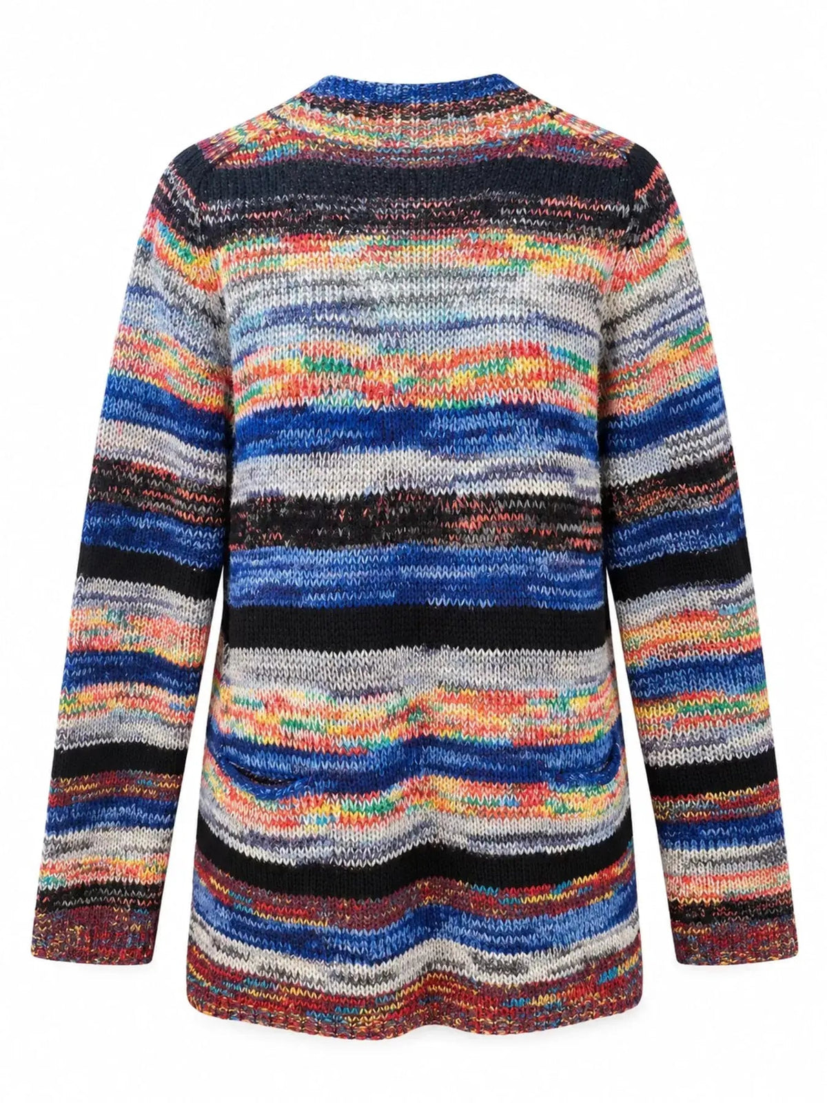 Multi-Color Striped Chunky Knit Open-Front Cardigan - Bitsy Gypsy Boutique