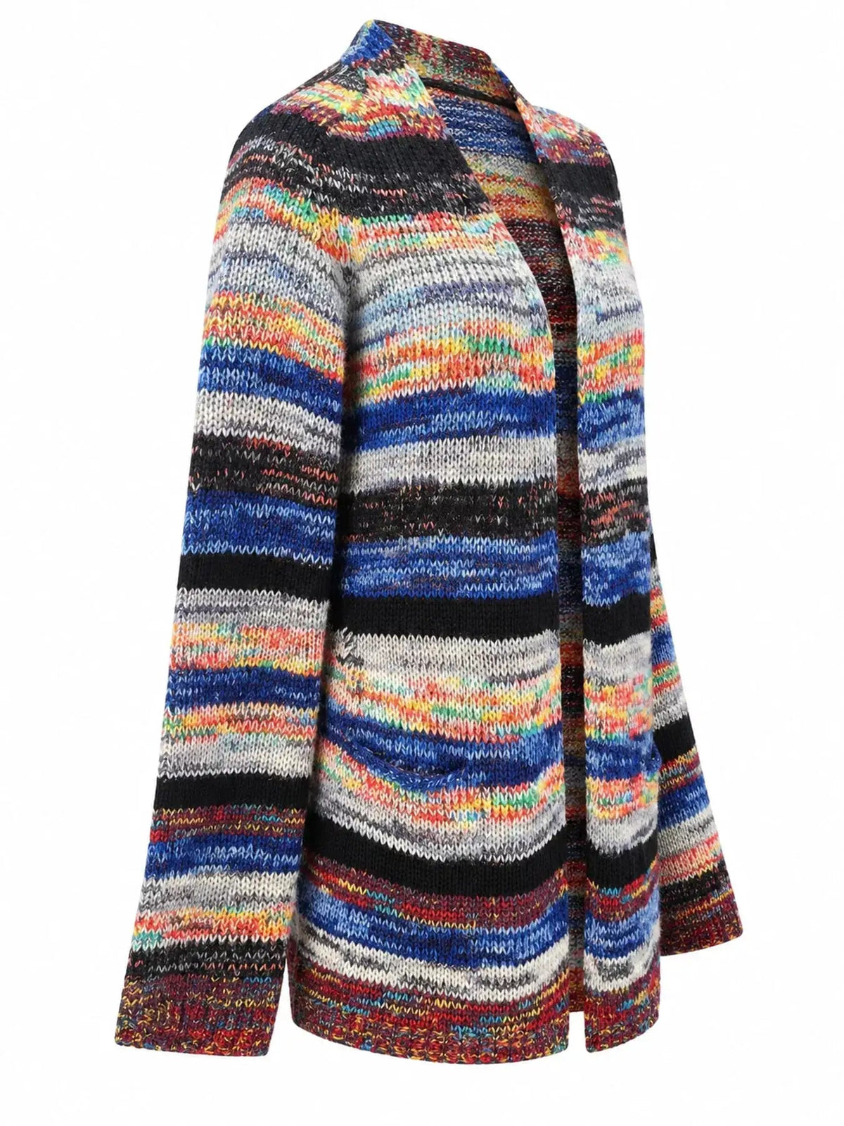 Multi-Color Striped Chunky Knit Open-Front Cardigan - Bitsy Gypsy Boutique