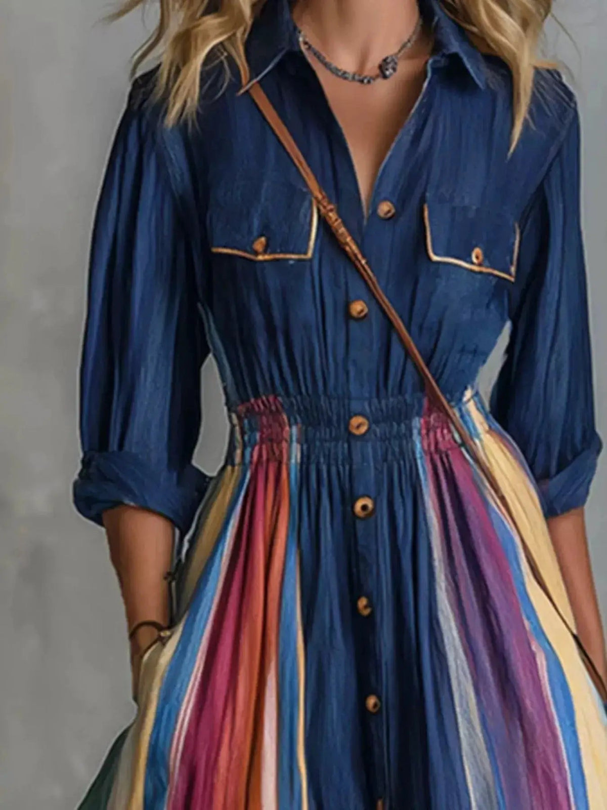 Multi-Color Striped Maxi Shirt Dress - Bitsy Gypsy Boutique