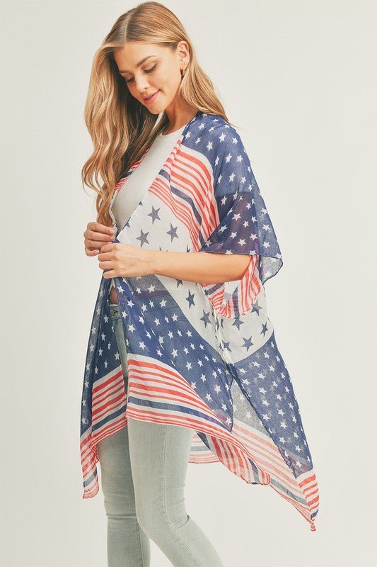 Multi Striped American Flag Kimono - Bitsy Gypsy Boutique