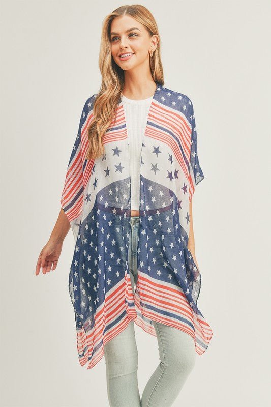 Multi Striped American Flag Kimono - Bitsy Gypsy Boutique