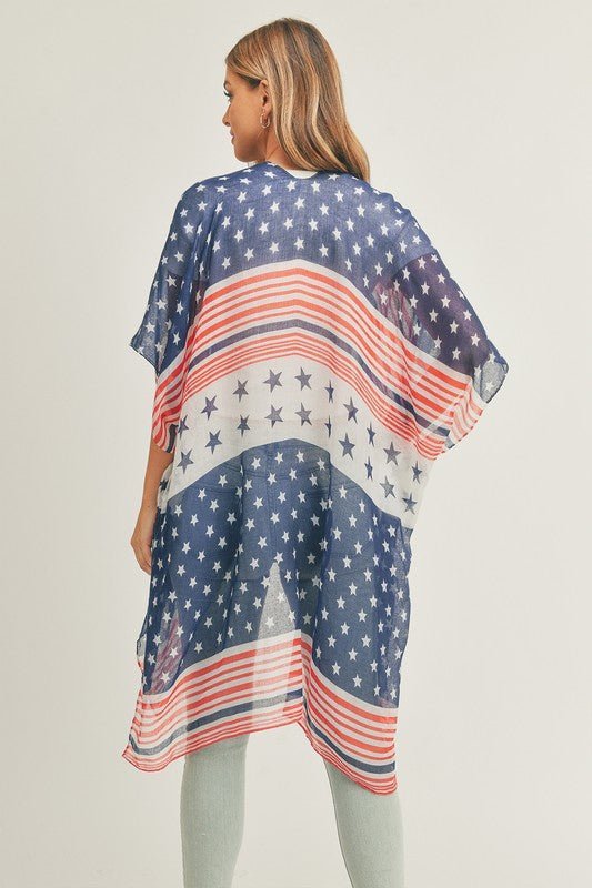 Multi Striped American Flag Kimono - Bitsy Gypsy Boutique