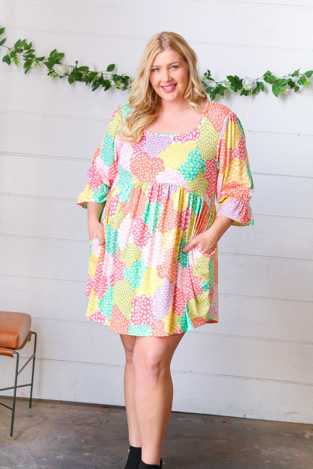 Multicolor Floral Patchwork Fit and Flare Dress - Bitsy Gypsy Boutique