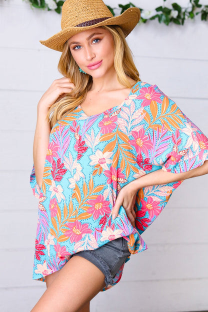 Multicolor Tropical Floral Print Woven Top - Bitsy Gypsy Boutique