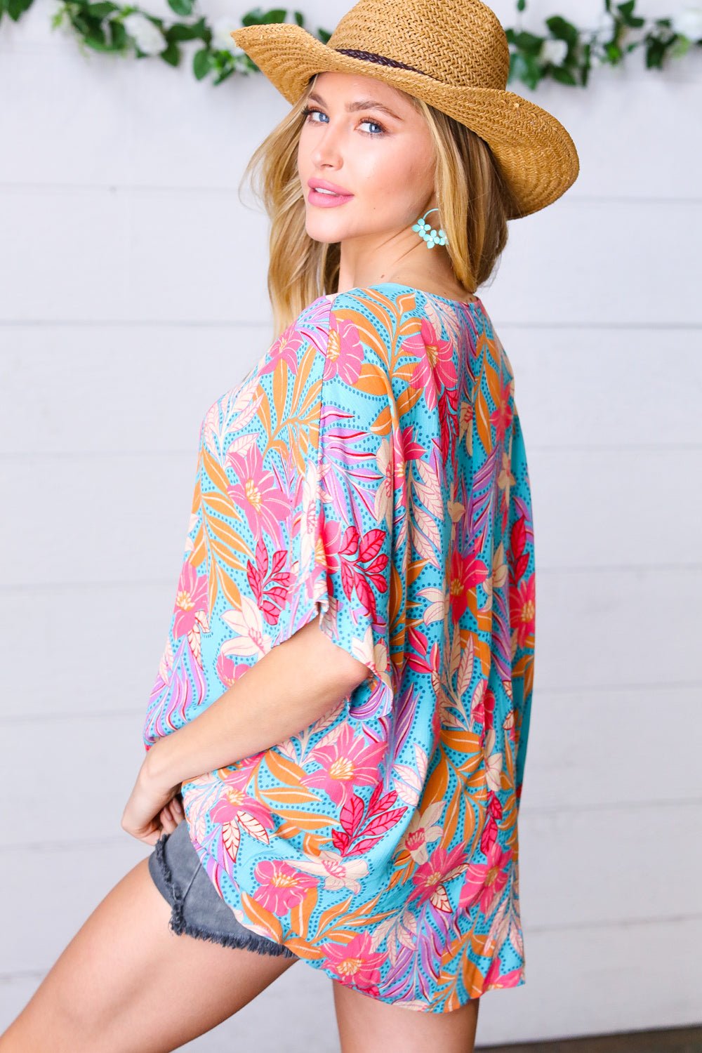 Multicolor Tropical Floral Print Woven Top - Bitsy Gypsy Boutique