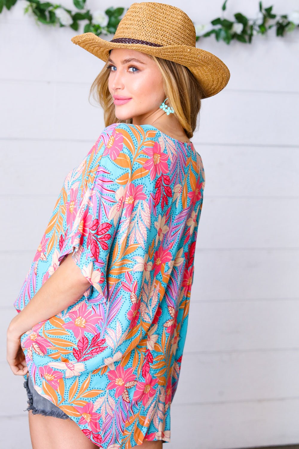 Multicolor Tropical Floral Print Woven Top - Bitsy Gypsy Boutique
