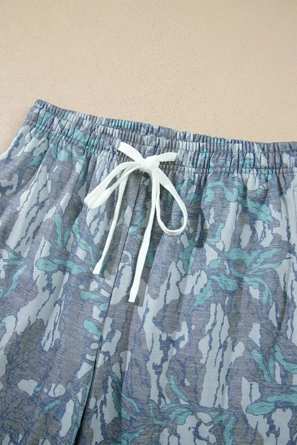 Multicolour Abstract Botanical Print Top and Drawstring Pants Set by Trendsi