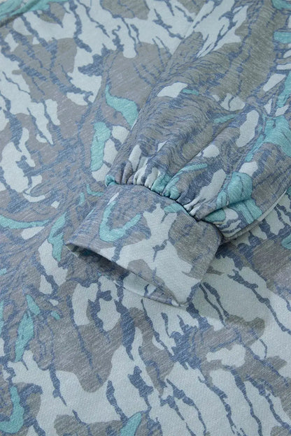 Multicolour Abstract Botanical Print Top and Drawstring Pants Set by Trendsi