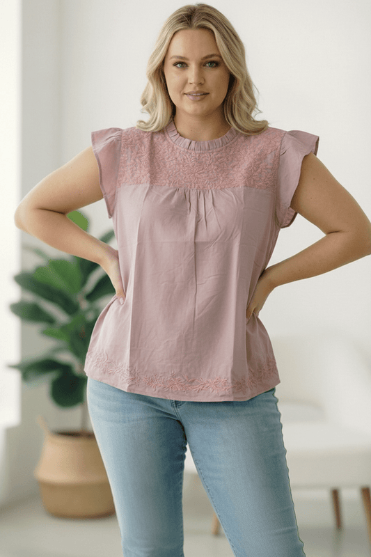 My Dusty Rose Darling Embroidered Blouse - Bitsy Gypsy Boutique