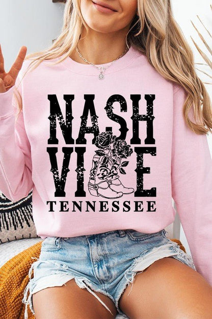 Nashville Cowgirl Boots Graphic Sweatshirt - Bitsy Gypsy Boutique