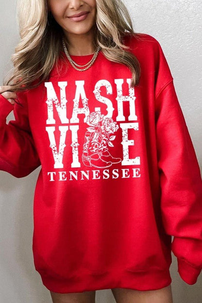 Nashville Cowgirl Boots Graphic Sweatshirt - Bitsy Gypsy Boutique