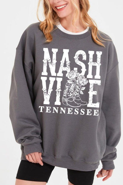 Nashville Cowgirl Boots Graphic Sweatshirt - Bitsy Gypsy Boutique