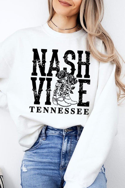 Nashville Cowgirl Boots Graphic Sweatshirt - Bitsy Gypsy Boutique