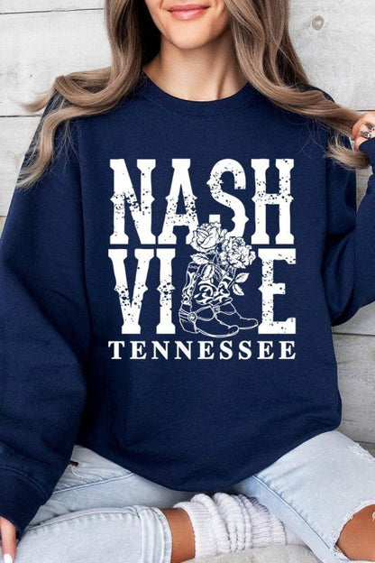 Nashville Cowgirl Boots Graphic Sweatshirt - Bitsy Gypsy Boutique