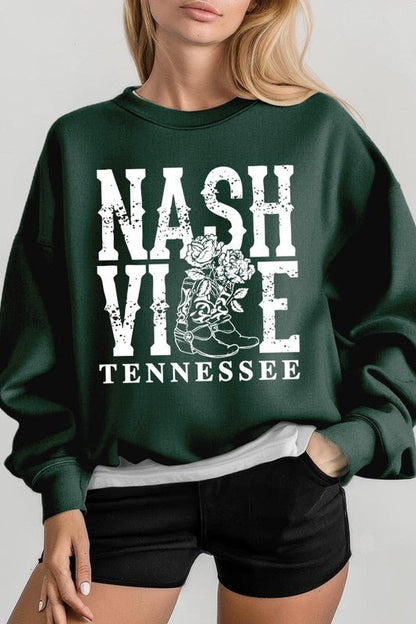 Nashville Cowgirl Boots Graphic Sweatshirt - Bitsy Gypsy Boutique