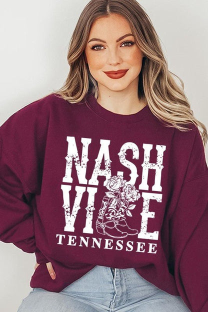Nashville Cowgirl Boots Graphic Sweatshirt - Bitsy Gypsy Boutique
