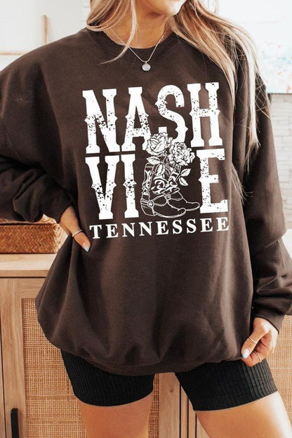 Nashville Cowgirl Boots Graphic Sweatshirt - Bitsy Gypsy Boutique