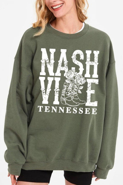 Nashville Cowgirl Boots Graphic Sweatshirt - Bitsy Gypsy Boutique