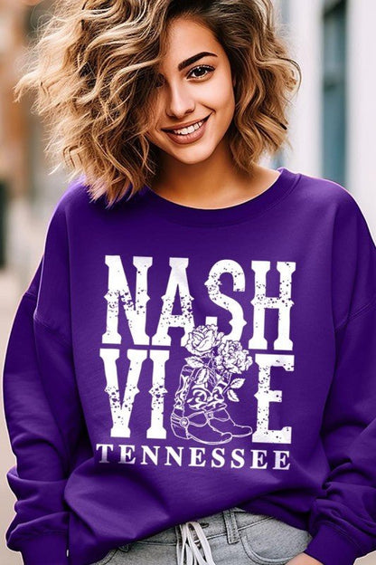 Nashville Cowgirl Boots Graphic Sweatshirt - Bitsy Gypsy Boutique