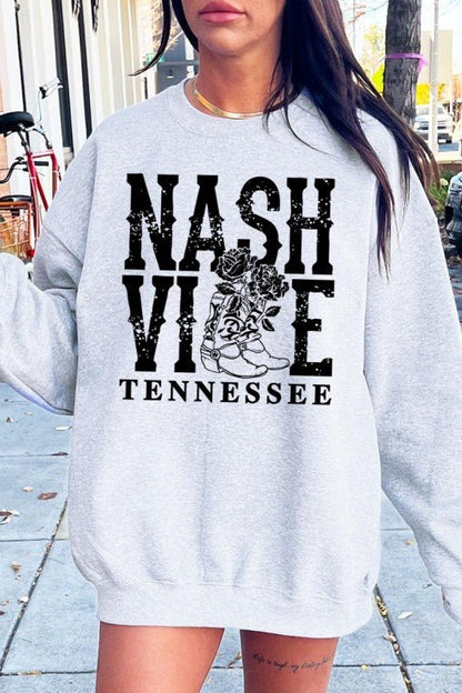 Nashville Cowgirl Boots Graphic Sweatshirt - Bitsy Gypsy Boutique