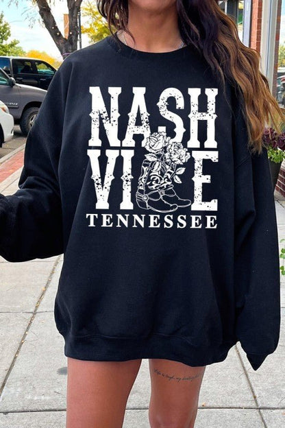 Nashville Cowgirl Boots Graphic Sweatshirt - Bitsy Gypsy Boutique