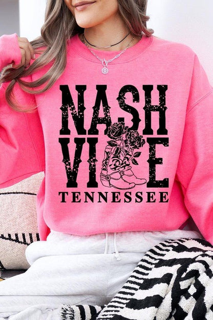 Nashville Cowgirl Boots Graphic Sweatshirt - Bitsy Gypsy Boutique