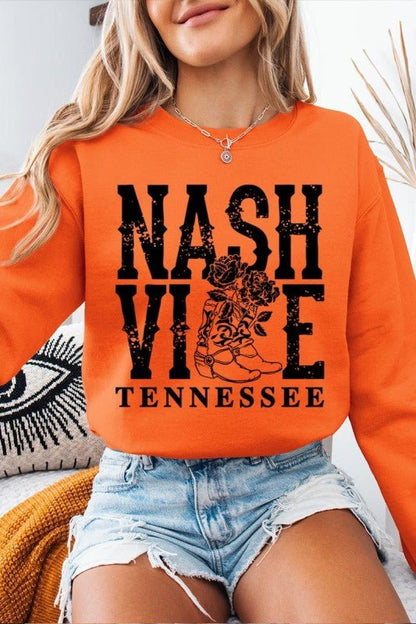 Nashville Cowgirl Boots Graphic Sweatshirt - Bitsy Gypsy Boutique